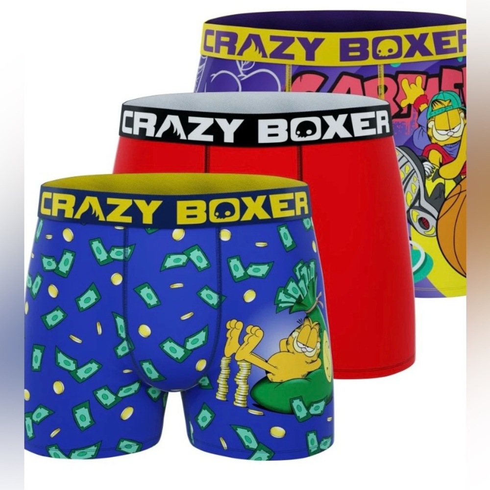 NIB Crazyboxer Garfield Men’s Boxer Briefs 3-Pack underwear non-slip waistband